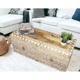 Urban Loft Hand Carved Solid Mango Wood Coffee Table B9